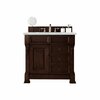 James Martin Vanities Brookfield 36in Single Vanity, Burnished Mahogany w/ 3 CM Ethereal Noctis Quartz Top 147-114-5566-3ENC